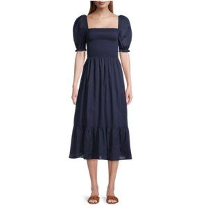 MICHAEL Michael Kors Navy Smocked Puff-Sleeve Dress Size XS NWOT